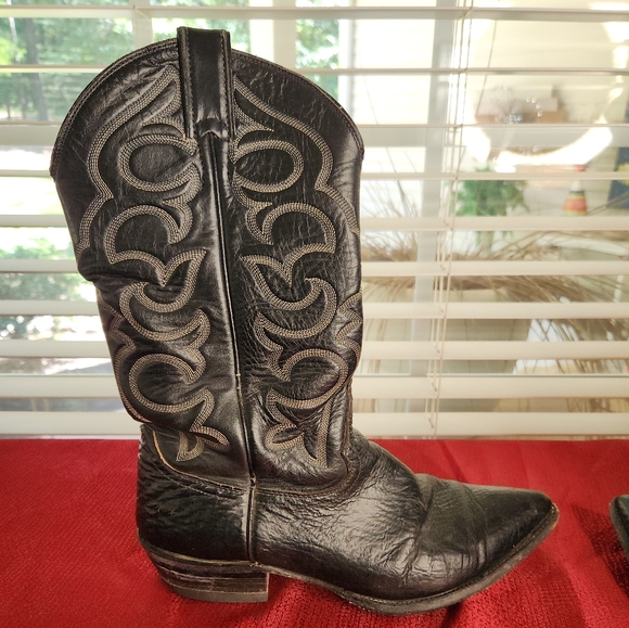 Youth JUSTIN Black Cowboy Boots  Size 8.5 C - Picture 4 of 13